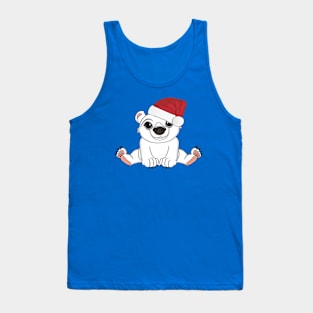 White bear in red holiday hat sit Tank Top